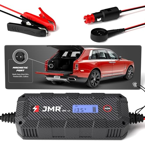 JMR Battery Charger for Rolls-Royce Wraith Dawn Cullinan Ghost Phantom Trickle Charger Conditioner Maintainer (Magnetic Port, UK Plug, Add Lithium Mode)