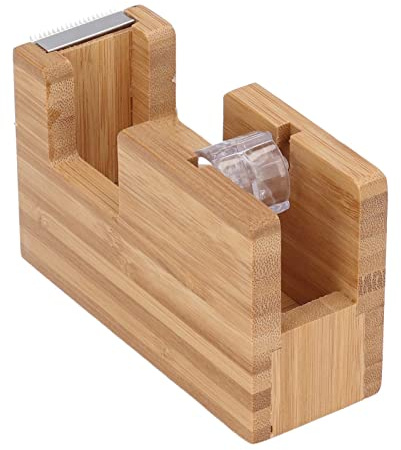 Desktop Klebebandabroller, Mini Desktop Klebebandabroller aus Bambusholz Klebebandschneider Halter selbstklebende Rollenbasis Schreibwaren Werkzeug für Zuhause, Büro, Schreibtischzubehör