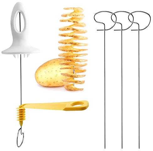 Bhina Potato Spiralschneider Edelstahl,Spiral Chips Cutter,Kartoffel Spiral Chips,Spiral Chips Kartoffelschneider,Kartoffel Twister Spirale,Geeignet Für Kartoffelturm,Grillen,Party,Camping,Hausküche