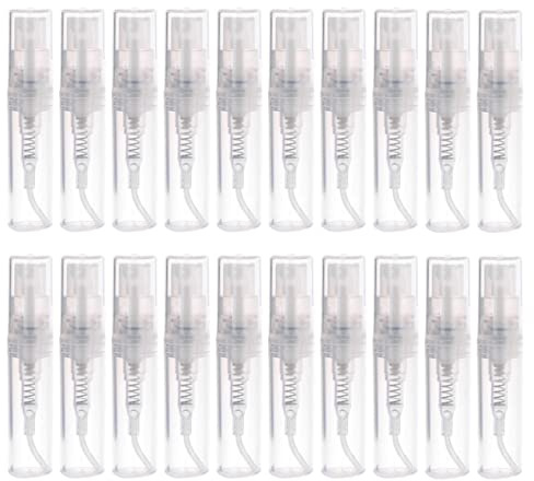SKYPRO 20 st mini påfyllningsbar plastsprayflaska bärbar söt parfym munskölj atomizer för rengöring, resor, eteriska oljor, parfym (2 ml vit)