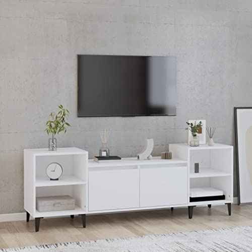 homiuse TV Lowboard Weiß 160x35x55 cm Holzwerkstoff TV Board Fernsehschrank Fernsehtisch TV-Schrank TV Kommode Fernseher Schrank TV Schrank Hoch TV-bänke & lowboards TV Cabinet