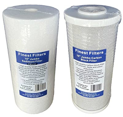 10 x 4.5 Inch Jumbo Filter Set Sediment Carbon Block 5 Micron Big Blue RO Reverse Osmosis Water Filter Set