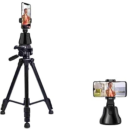 PRUJOY Estabilizador de teléfono móvil, rotación Inteligente de 360 °, cámara de Seguimiento, cardán, reconocimiento Facial, Soporte de transmisión de Faros de Belleza (Black)