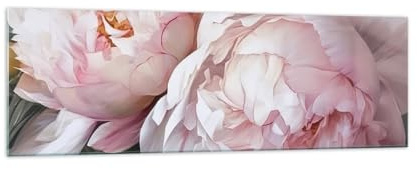 Vidrios decorativos 160x50cm Cuadro Sobre Vidrio Moderno Flores Peonías Romántico Grande XXL Cocina Cuadros Pared Impresiones Decoracion Salon Impresión en Cristal Wall Art Prints GAB160x50-5815