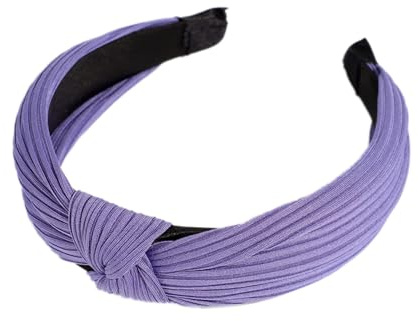 Fascia per capelli da donna, annodata, tinta unita, per donne, ragazze, colore viola scuro
