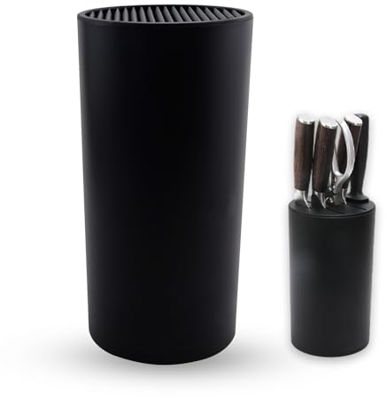 Fosoloni Messerblock Ohne Messer Schwarz, Hochwertiger Knife Block, Messerständer Schwarz für bis zu 17 Messer