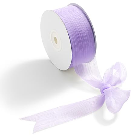 CHUQING Nastro decorativo in chiffon lilla viola, 38 mm x 22 m, per regali di nozze