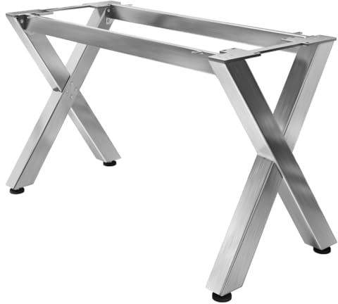 Juana | Tischbeine Metall Edelstahl | 2 Stück X Form Tischkufen mit 2 x Verbinder | L: B: H: 159 x 60 x 105cm | Möbelkufen für Stehtisch, Bartisch