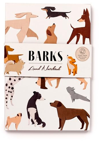 Puckator Barks Dog Recycled Paper A5 Notebook - School Teacher Student Homework Study Planner Notepad - Collage University Essentials Journals Planners - Jotter Uni Gifts Stationery Supplies