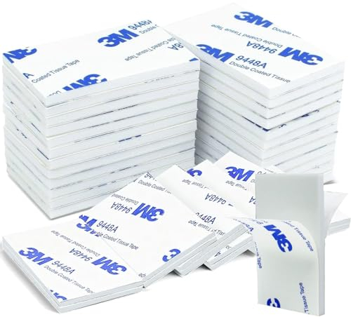 CANOPUS Almohadillas adhesivas blancas de doble cara resistentes, 48 unidades de 50 mm x 30 mm, almohadillas de espuma adhesivas 3M impermeables, almohadillas adhesivas gruesas para pared,