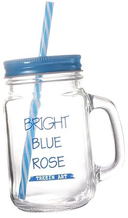 Garneck Straw Cup Lid Weighted Mason Jar Straw Mug for Juice Drink Reusable Glass Drink Cup