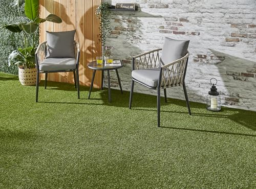 andiamo Kunstrasen Jever, Outdoor Rasenteppich, 133 x 800 cm | Kunstrasenteppich, Balkon Bodenbelag mit Drainage, für Terrasse & Garten, 22 mm Gesamthöhe, Barfußgefühl