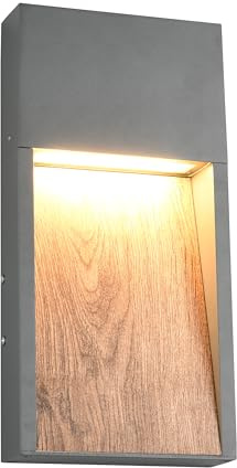 Trio Leuchten LED Außen Wandleuchte Salmon 246960135, Aluminium Druckguss Anthrazit/Holznachbildung, inkl. 11 Watt LED |