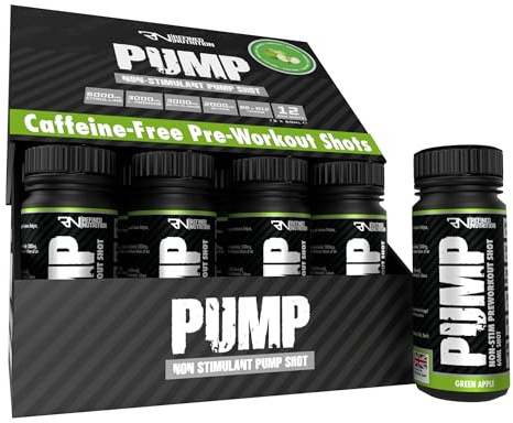 Refined Nutrition Non Stim Pre Workout Shots (12 Bottles, Green Apple) - Caffeine-Free Pump Pre Workout Shots for Energy, Focus & Endurance with Beta-Alanine, Citrulline, L-Arginine, Vitamin B6 & B12