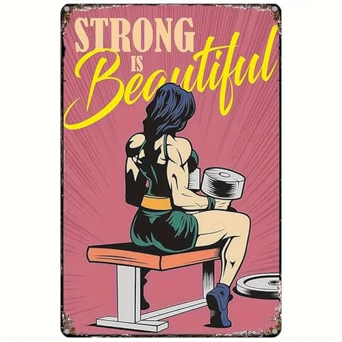 Cartello motivazionale con ragazza con scritta Girl Gym Strong Is Beautiful Weightlifting Girl per allenamento in palestra a casa cartello fitness decorazione per sala da allenamento in palestra