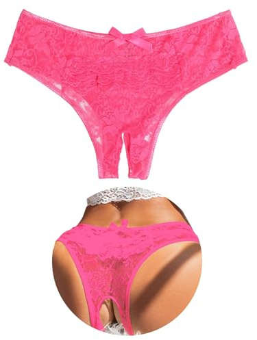 ohyeahlady Tanga Ouverte Sexy Femme Erotique Dentelle Grande Taille String Hot Ficelle Culotte Brésilien Slips Coton sans Couture Dessous Tenue Hot sous Vetement Lingerie Ouverte Pute(Rose,3XL)