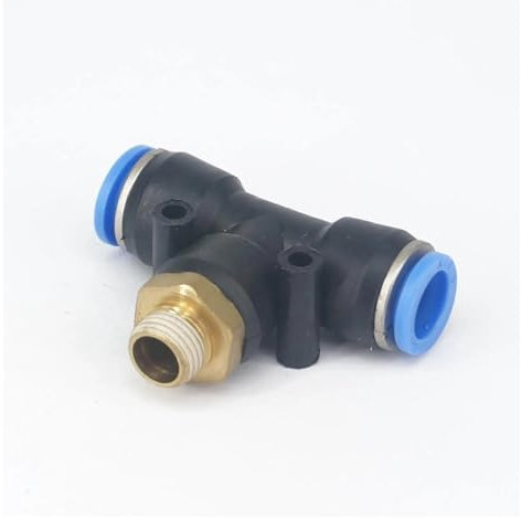WUSHADEHANS Pneumatic quick push in connect,Pneumatic fittings 5pc 1/4 Male to Fit Tube O/D 12mm Pneumatic Tee 3 Way in Connector Union Quick Release Air Fitting Plumbing