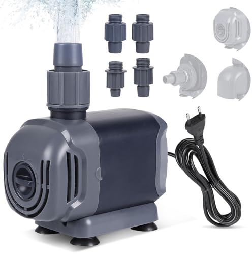 DBREAKS Bomba Sumergible de Agua 25W - 1500 L/H para Acuario, 3 Boquillas, Filtro para Estanques