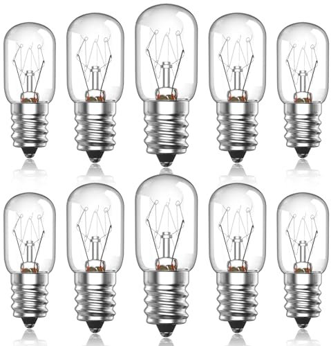 Lustaled E14 Salt Lamp Bulbs,10Pack 300°High Temp Oven Bulb,Dimmable SES Fridge Bulb,Warm White E14 Small Edison Screw Pygmy Bulbs for Salt Lamp,Microwave,Oven,Fridge,Appliance
