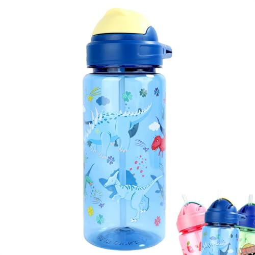 MHwan Trinkflasche Kinder, 600ml Robuste und Bruchsichere, Trinkflasche Auslaufsicher Kinder mit Strohhalm, Schöne Kinder Wasserflasche Geeignet für Schule Reisen, Tragbare Trinkflasche Kind, BPA-Frei