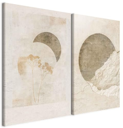 murando - Set De 2 Cuadros Insonorizado Modulares Fondo beige 120x90 cm | 2 Pieza 60x90 cm Cada - Conjunto De 2 - Pintura Acústica Cuadro Lienzo Habitacion Matrimonio