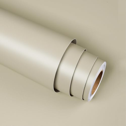 Stickyart Selbstklebende Tapete Beige Folie für möbel 40cmX400cm Klebetapete Selbstklebend Wand Wohnzimmer Tapete Schlafzimmer Einfarbig Abziehbar für Flur Treppe Garderobe Kleiderschrank Möbel