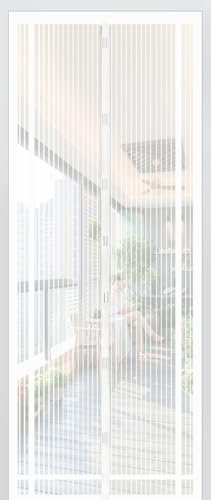 Sekey Moustiquaire découpable pour porte de balcon, magnétique et autocollante, sans perçage, pour portes de balcon, de terrasse et de chambre, 130 x 220 cm, blanc