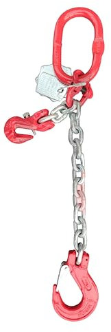 Kettengehänge 1-Strang 8mm nach EN 818-4 hochfest und geprüft verzinkte Kette mit Verkürzungshaken Beschlagteile nach EN 1677-2 Tragfähigkeit:2t Anschlagkette Krankette Länge:1m