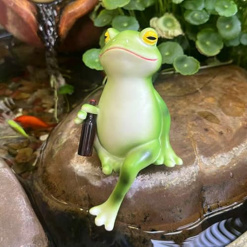 FONDUO Gartenfiguren Frosch Deko Garten Kantenhocker Deko Frosch Gartendeko für Draußen Wetterfest Frühlingsdeko Tiere Ornament Für Drinnen Draußen Balkon Garten Ostern Frühling Dekoration (M)