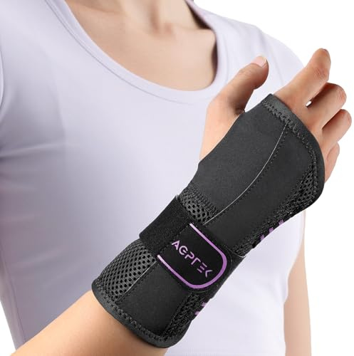 AGPTEK Muñequera Tendinitis para Nocturna Oficina y Día Soporte, Alivio Síndrome del Túnel Carpiano, Embarazo y Postoperatorio - Soporte Ergonómico con Férulas de Aluminio, Ajuste Seguro