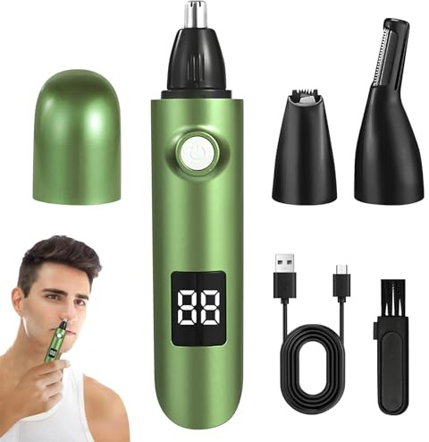 Tondeuse nasale pour homme, 3 en 1, rechargeable par USB, avec lumière LED, épilateur d'oreille et rasoir à sourcils pour hommes et femmes, sans douleur et facile à transporter