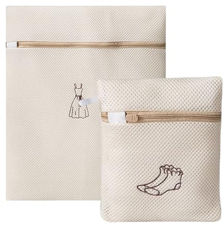 THXFUNAREA 2 PCS Sacchetti per Biancheria Lavatrice,Sacchi Rete da Biancheria,Sacco Retina da Biancheria per Lavatrice con Chiusura,Per Vestiti Delicati,Reggiseni,Calzini,Scarpe,Lenzuola - (18x20cm)
