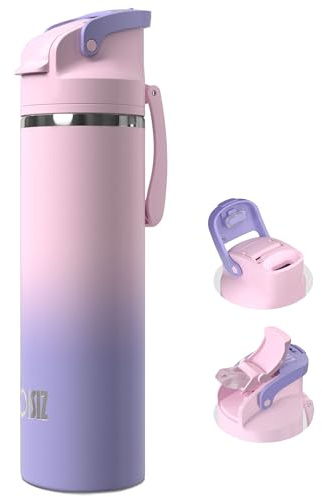 OISIZ Gourde Isotherme 720ml avec couvercle à paille 2 en 1,Verrouillage de sécurité en un clic,100% étanche,conserver au frais 24 heures,bouteille isotherme 24oz pour l'école