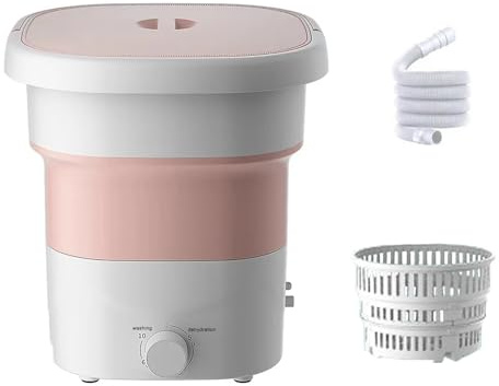 Lavatrice portatile da 24 litri e asciugatrice centrifuga, compatta, pieghevole, per vestiti per bambini, piccoli oggetti, viaggi e campeggio, perfetta per appartamenti (rosa)
