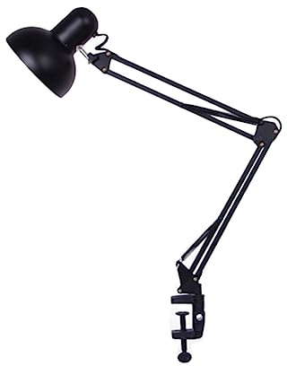 TOBBOMEY Lámpara de Escritorio Abrazadera de Brazo Oscilante Negro Mate Certificada Ce Montaje Ajustable para Oficina y Hogar 1 Unidad Enchufe Europeo Ac220v