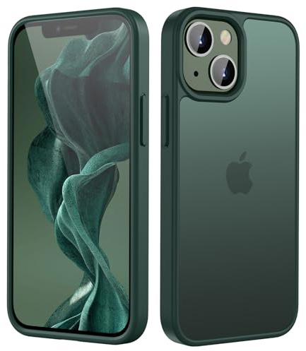 HGH Matt Hülle für iPhone 13 Mini 5,4 Zoll, Grün | [Militärschutz] Schutzhülle Samtige Touch Matt Anti-Kratzen, Durchscheinende Rückseite Schutzhülle, Anti-Fingerabdruck