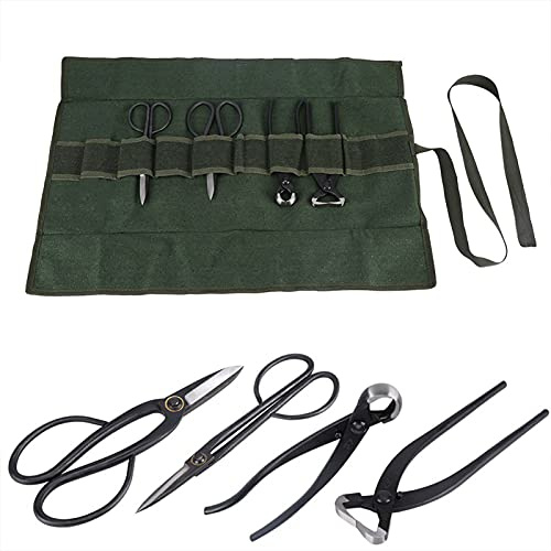 Kit de recorte de jardín profesional, alicates de fijación de acero de 4 piezas con bolsas de almacenamiento de lienzo, herramientas de corte de ramas de árboles de frutas para