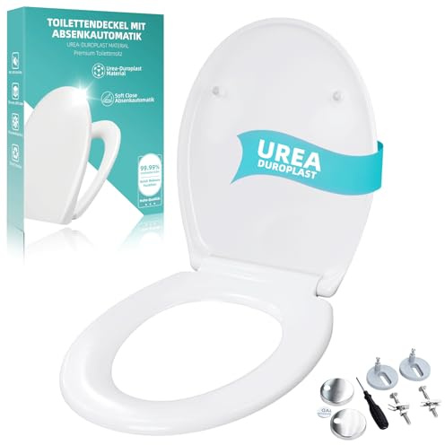 Abattant WC avec Frein de Chute, Cuvette Toilette Premium Forme O, Cuvette WC en Résine UF Antibactérienne et Inrayable, Abattant WC Clipsable, Lunette de Toilette Blanche Universelle, Ne Jaunit Pas