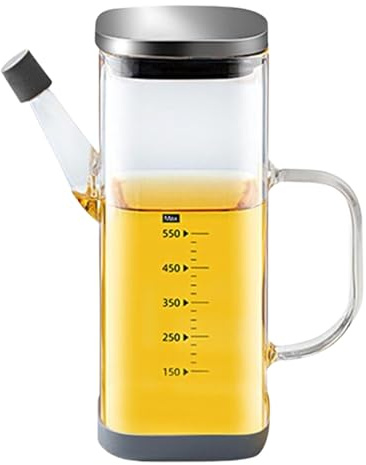 Dispenser per bottiglie di olio d'oliva, in trasparente, ricaricabile, 550 ml, utensile da cucina, riutilizzabile, con beccuccio di precisione, accessorio da cucina per casa, insalata