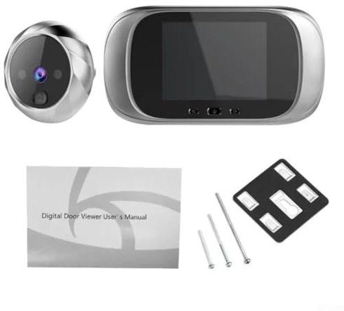 KHIronHive Cámara de Visor de Puerta Digital con Mirilla y Pantalla LCD de 2,8 Pulgadas, Lente Gran Angular de 90°, Captura de Fotos, Memoria Integrada y Alimentada para Seguridad en el Hogar (Plata)