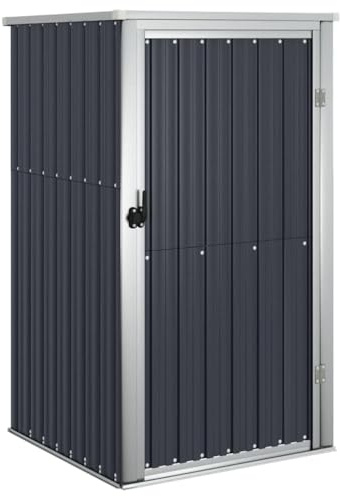 CIOURSTO Cobertizo de Almacenamiento para Jardín, Metal de Acero Galvanizado, Caja de Almacenamiento para Exteriores con Puerta y Manija, para Herramientas de Jardinería Etc (88x89x161cm)