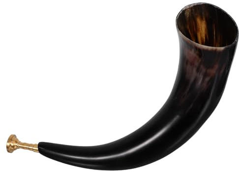 UTHCLO Wikingerhorn Aus Echtem Ochsenhorn Für Cosplay Halloween-Piratenhorn Und Wikinger-Cosplay-Horn Historische Requisite Mit Kraftvollem Klang Für Outdoor-Feiern 32.50 X 20.50 X 8.00 cm