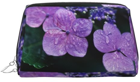Borsa cosmetica da donna in pelle PVC con fiori di ortensia-grande borsa cosmetica da viaggio-scatola cosmetica