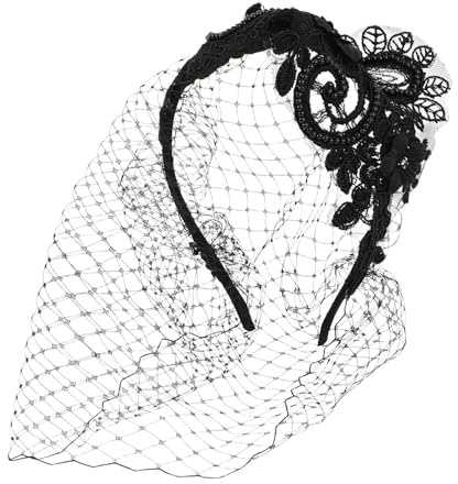 JOINPAYA Braut Haarreif mit Strassverzierungen und Netzstoff Schleier Schwarzer Vintage Fascinator für Teeparty und Hochzeitsfeiern Eleganter Kopfschmuck für Damen