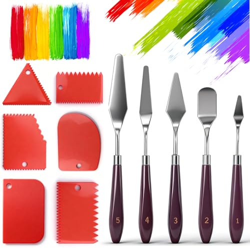 Spachtel Set für Acrylmalerei & Strukturpaste – 11 Stück Malmesser Set 5 Palette Messer und 6 AbstreifermesserAcryl – Profi Spachtel Acrylmalerei für Leinwand Ölmalerei & Modellieren