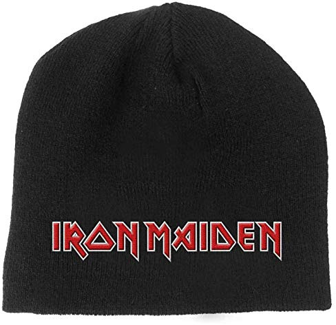 Iron Maiden Beanie Hat Classic Band Logo Book of Souls Official Black One Size
