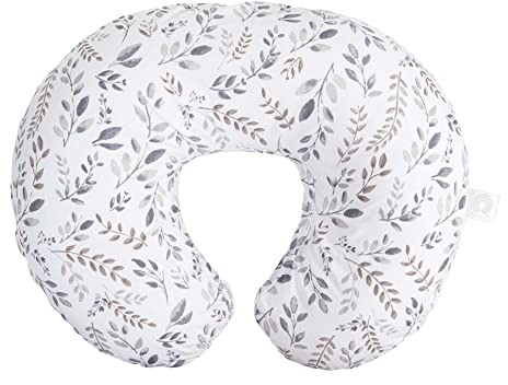 Boppy Nursing Pillow Original Support, Gray Taupe Leaves, Ergonomic Nursing Essentials for Bottle and Breastfeeding, Firm Fiber Fill, with Removable Nursing Pillow Cover, Machine Washable