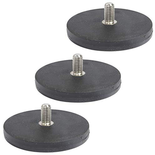 3 Stück Neodym Magnete Gummiert D 66mm Mit M8 Außengewinde 22 KG Zugkraft Flachgreifer Magnet Scheibe Topfmagnet Gummi Runde Magnete mit Gewinde für Schrauben Öse oder Haken