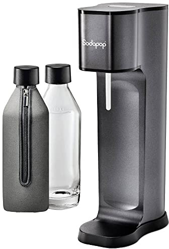 Sodapop JOY PRESTIGE - Trinkwassersprudler inklusive zwei Glaskaraffen mit Bottle-Shirt und CO2-Zylinder, avantgarde black