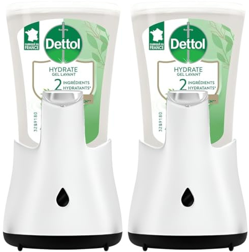 DETTOL Lot de 2 No Touch kit - Distributeur Automatique et Gel Lavant Mains Aloe Vera